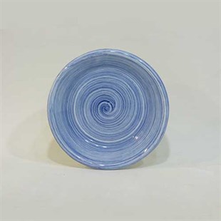 Dekoratif Desenli Emaye Tabak 12 cm Mavi