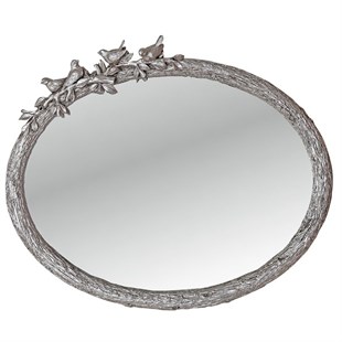 Kuş Figürlü Dekoratif Ayna Gümüş